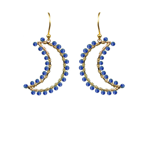 Lapis Lazuli Crescent Moon Earrings
