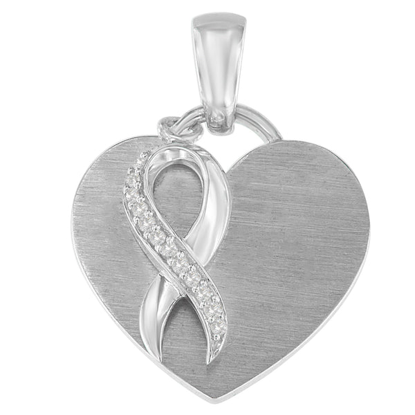 .925 Sterling Silver 1/10 Cttw Diamond Heart Pendant Necklace (H-I, I1-I2)