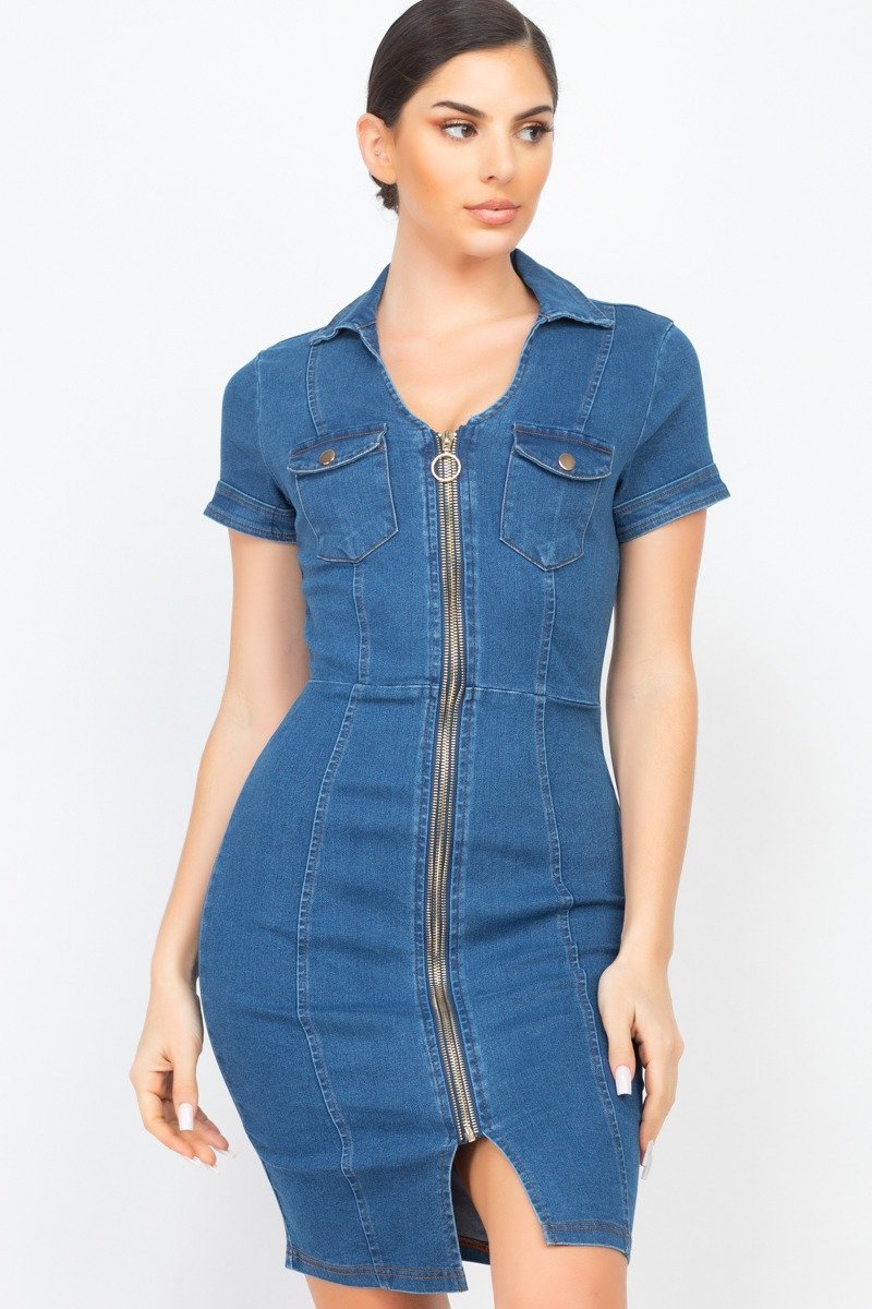 Denim Diva Mini Dress (Dark Blue) Boho Jeans Denim Diva Mini Dress (Dark Blue) Boho Jeans