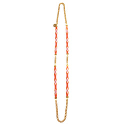Twilight Long Woven Beaded Necklace - Orange