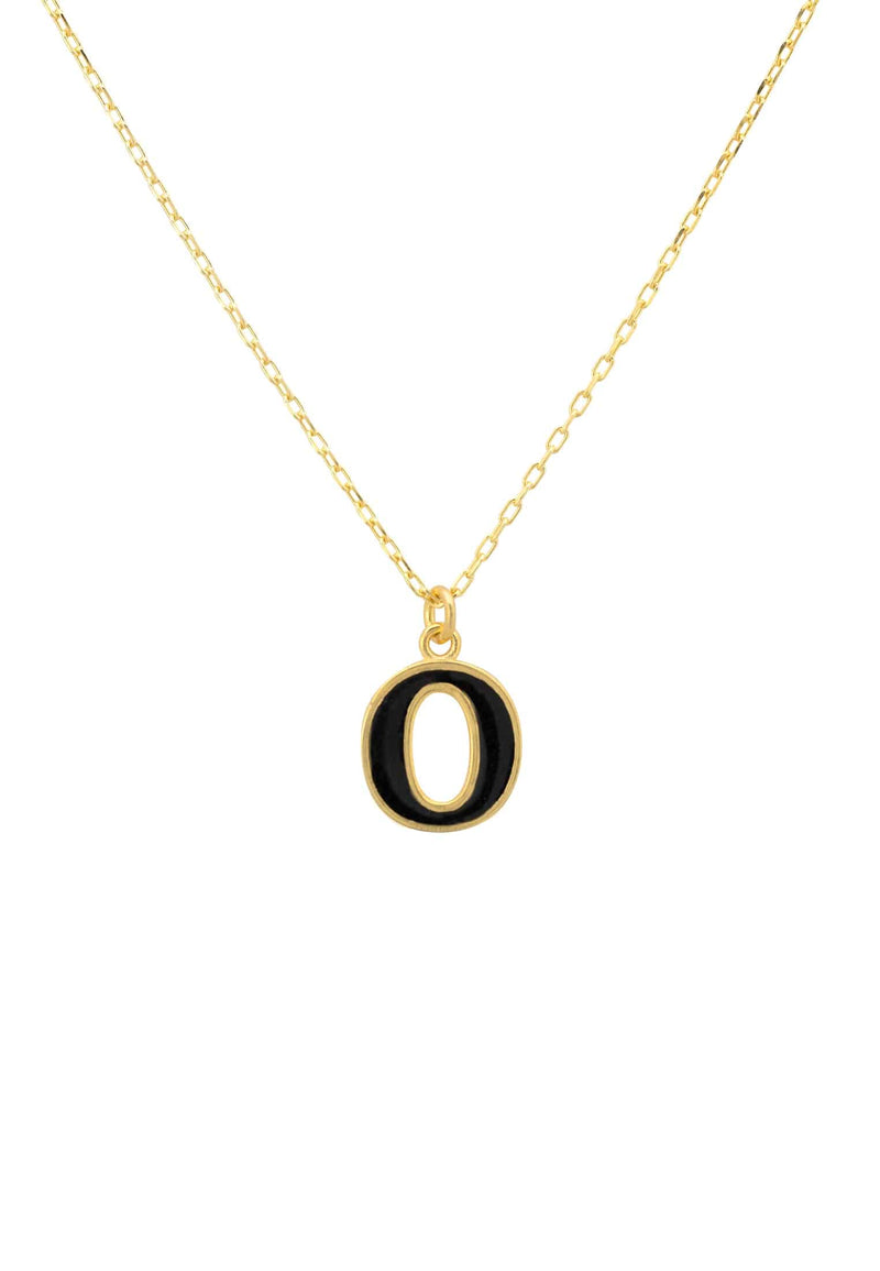 Initial Enamel Necklace Gold O