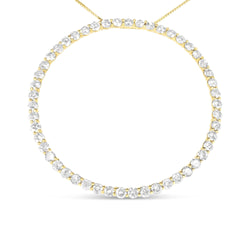 10K Yellow Gold Plated .925 Sterling Silver 4 Cttw Diamond Circle Hoop 18" Pendant Necklace (J-K Color, I1-I2 Clarity)