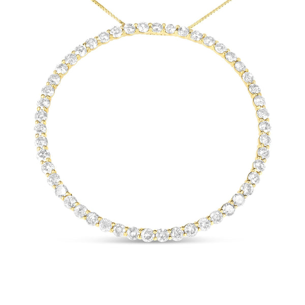 10K Yellow Gold Plated .925 Sterling Silver 4 Cttw Diamond Circle Hoop 18" Pendant Necklace (J-K Color, I1-I2 Clarity)