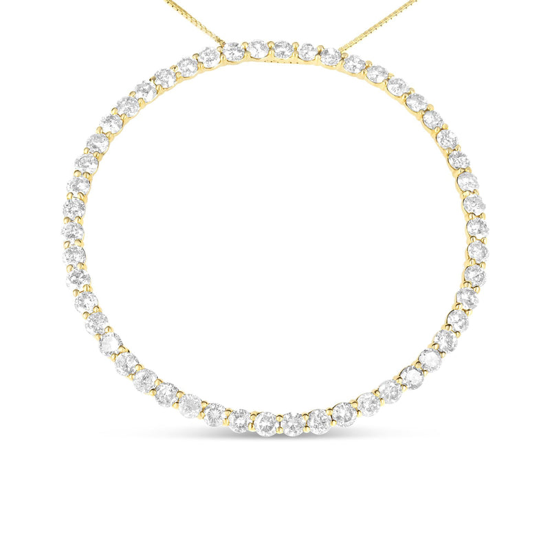 10K Yellow Gold Plated .925 Sterling Silver 4 Cttw Diamond Circle Hoop 18" Pendant Necklace (J-K Color, I1-I2 Clarity)