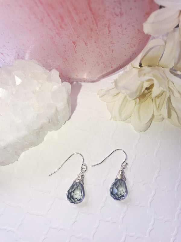 Blue Faceted Crystal Earrings