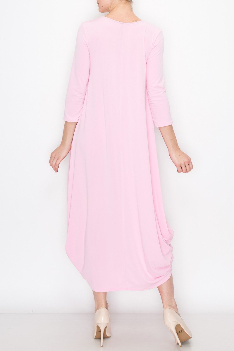 Solid Balloon Dress - Pink