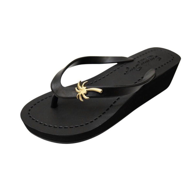 Gold Palm Tree - Women's Mid Wedge