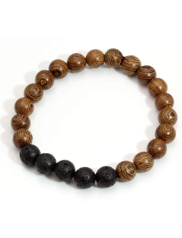 Lava Stone Essential Oil Bracelet - Wood Beads 5