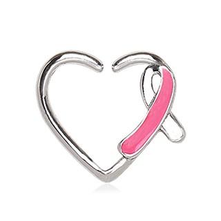 316L Stainless Steel Pink Ribbon Heart Cartilage Earring