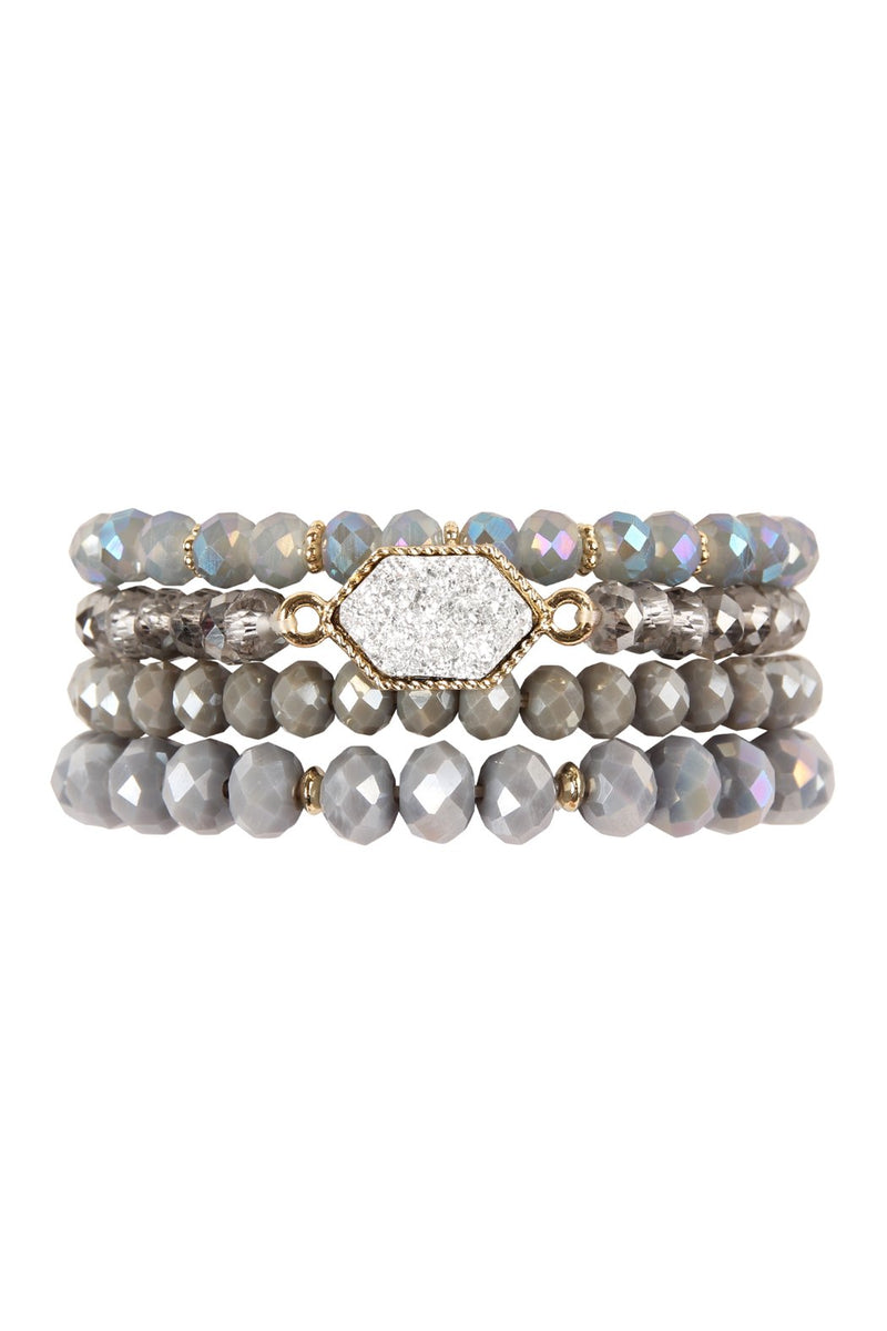 Hdb2227 - Druzy Glass Beads Bracelet Set