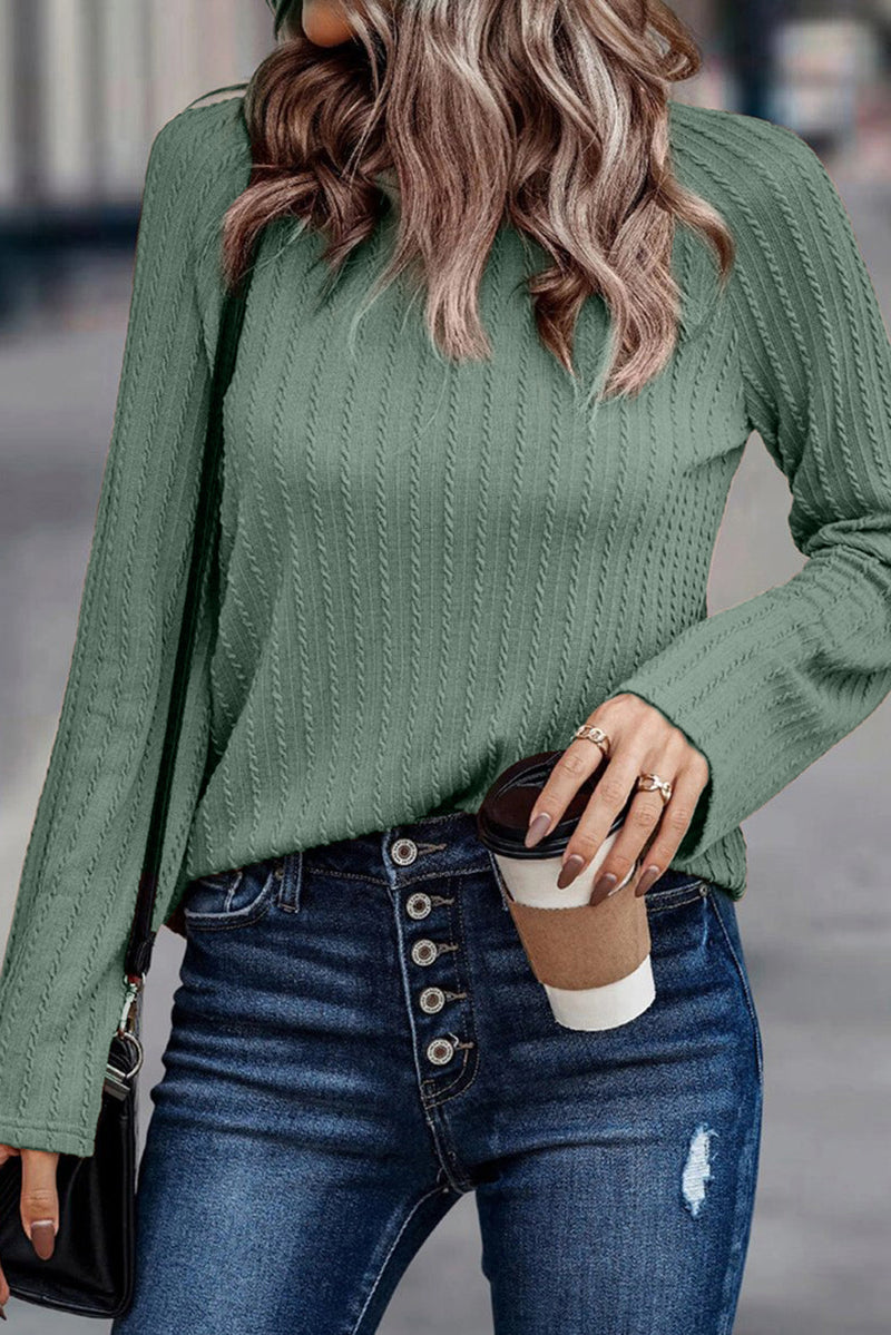Sawyer Ribbed Round Neck Knit Long Sleeve Top