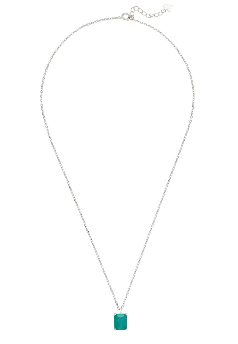 Middleton Rectangle Paraiba Tourmaline Necklace Silver