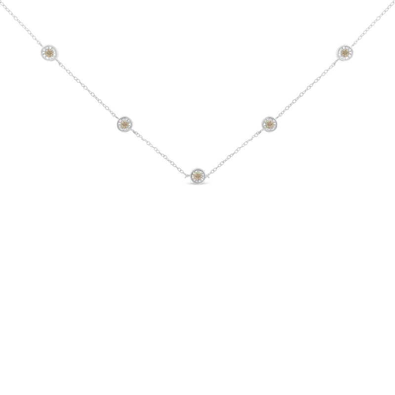 Sterling Silver Diamond Station Necklace (1/2 Cttw, I-J Color, I1-I2 Clarity)