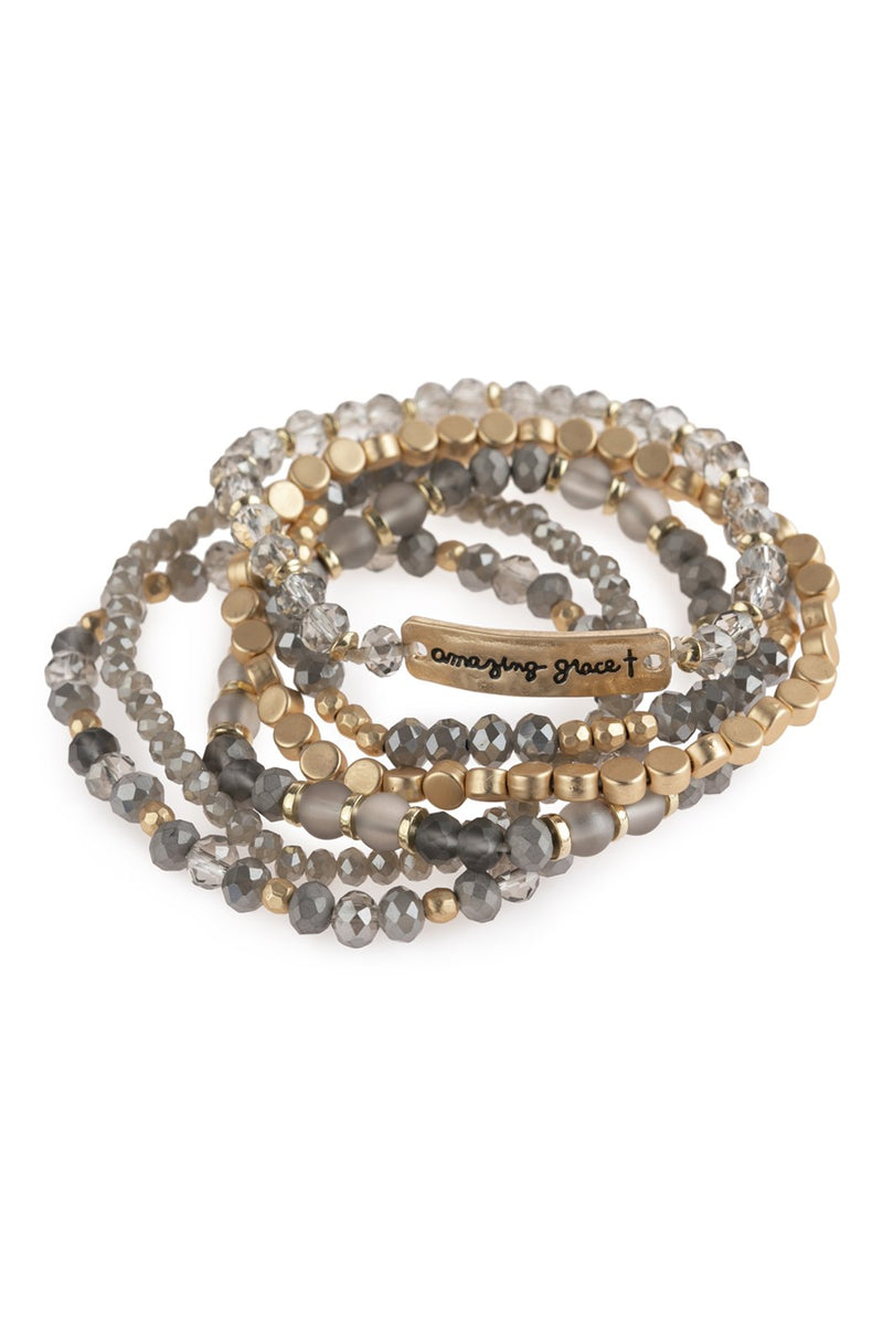"Amazing Grace" Charm Mixed Beads Bracelet