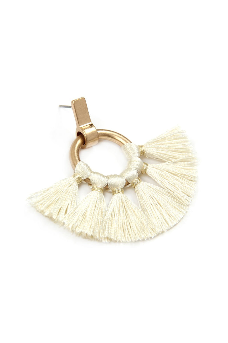 Mye1060 - Fan Tassel Post Wrap Hoop Dangle Earrings