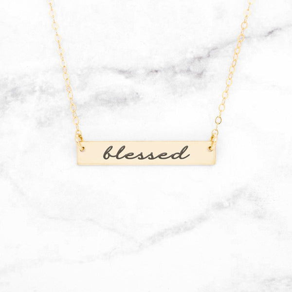 Blessed Necklace - Rose Gold Bar Necklace