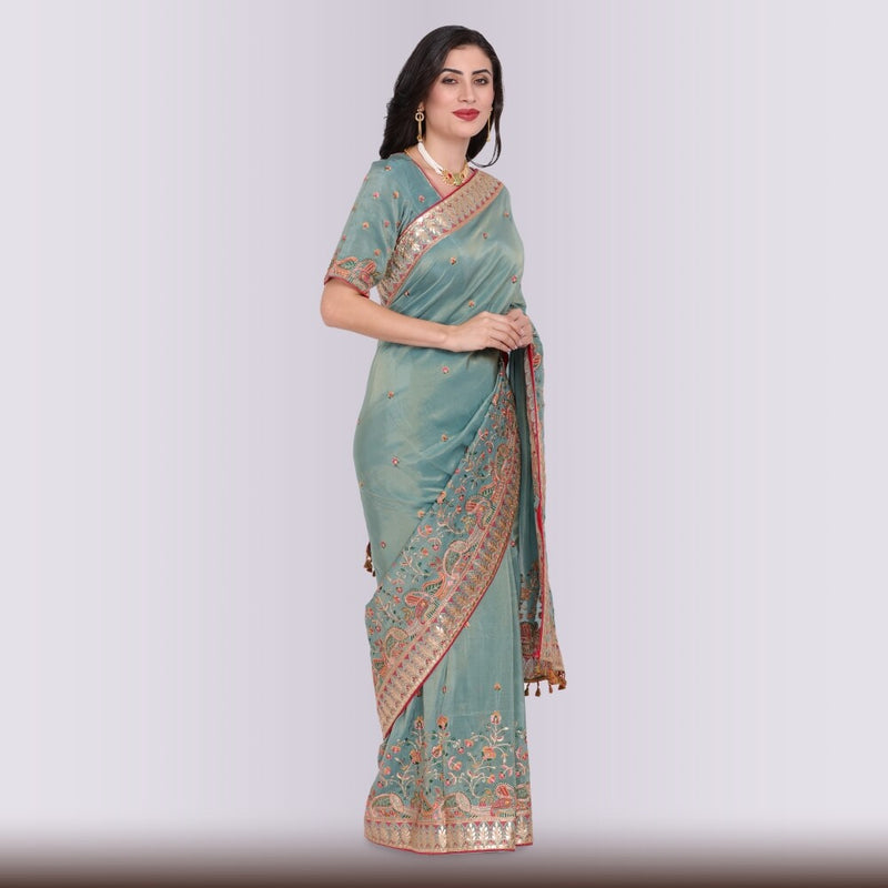 Pure Organza Saree With Hand Embroidery