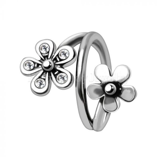 Twist Style Flower Seamless Ring / Cartilage Earring