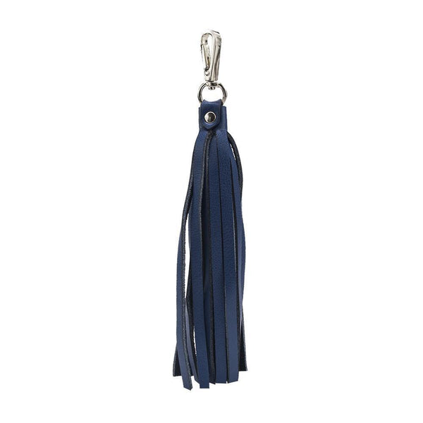 Fringe Power Leather Bag Charm-Sapphire/Silver