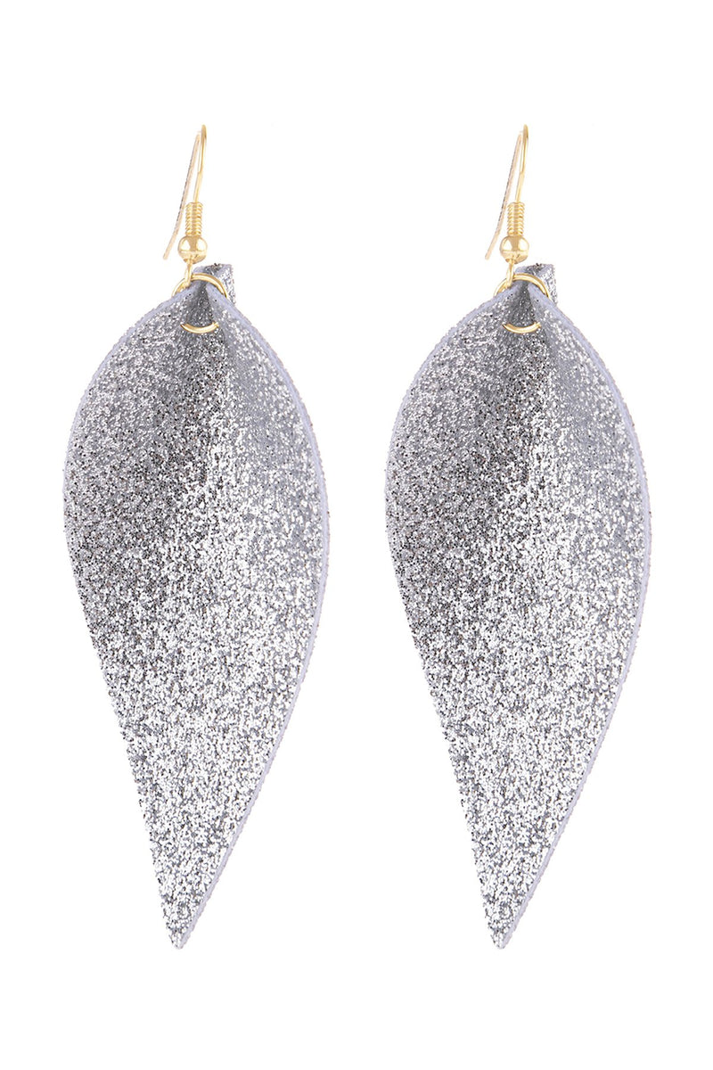 Hde3058 - Pinched Glittery Leather Drop Earring