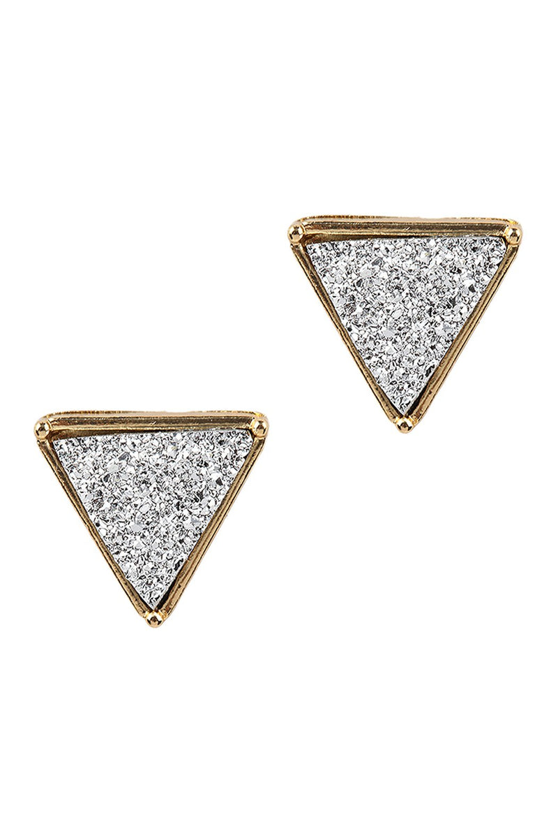 Druzy Triangle Post Earrings