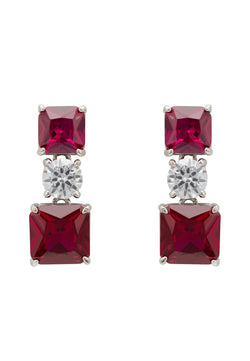 Penelope Drop Earrings Ruby Silver