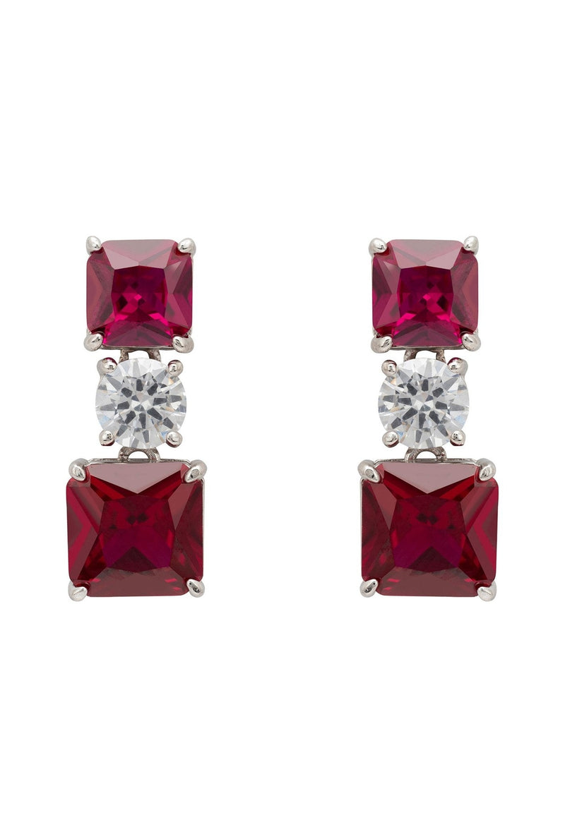 Penelope Drop Earrings Ruby Silver