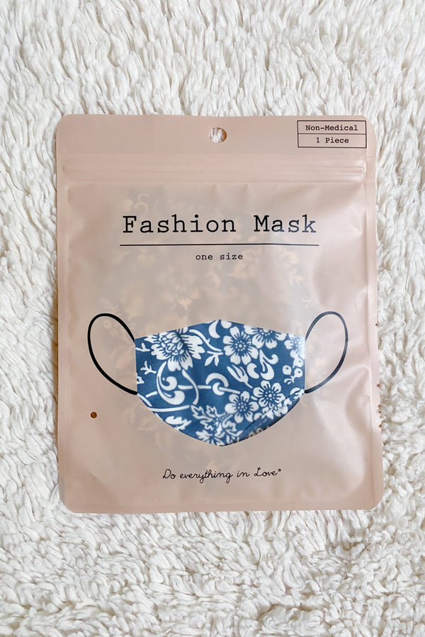 Floral Fabric Mask in Navy