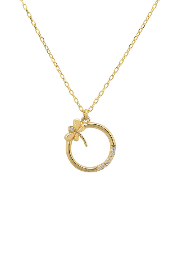 Dragonfly Halo Necklace Gold