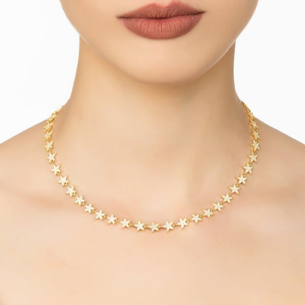 Star Strand Choker Necklace Gold