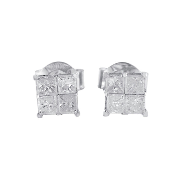 10k White Gold Diamond Stud Earrings (0.60 Cttw, I-J Color, I2-I3 Clarity)