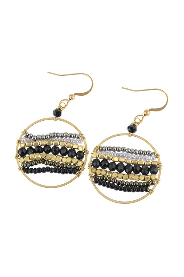 Hde3045 - Mixed Beads Drop Earrings