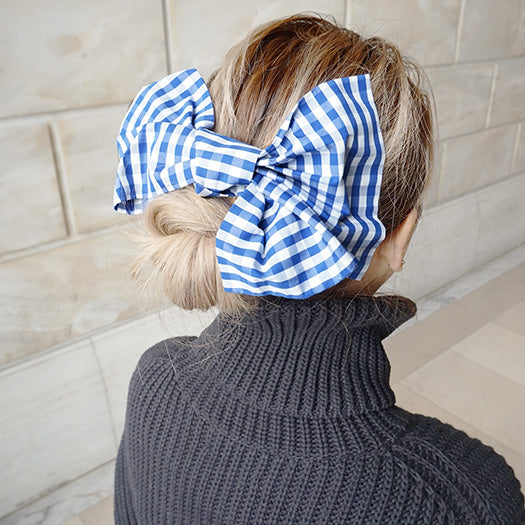 Moore-Over Sized Gingham Bow- Hair Ties
