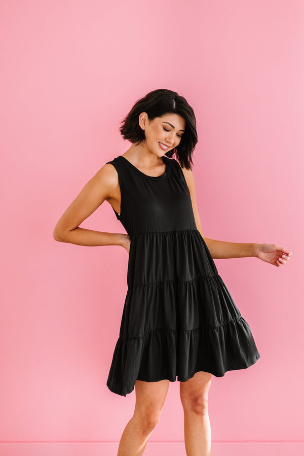 Simply Perfect Tiered Dress- Black