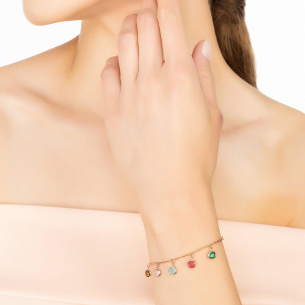 Florence Multi Coloured Gemstone Bracelet Gold