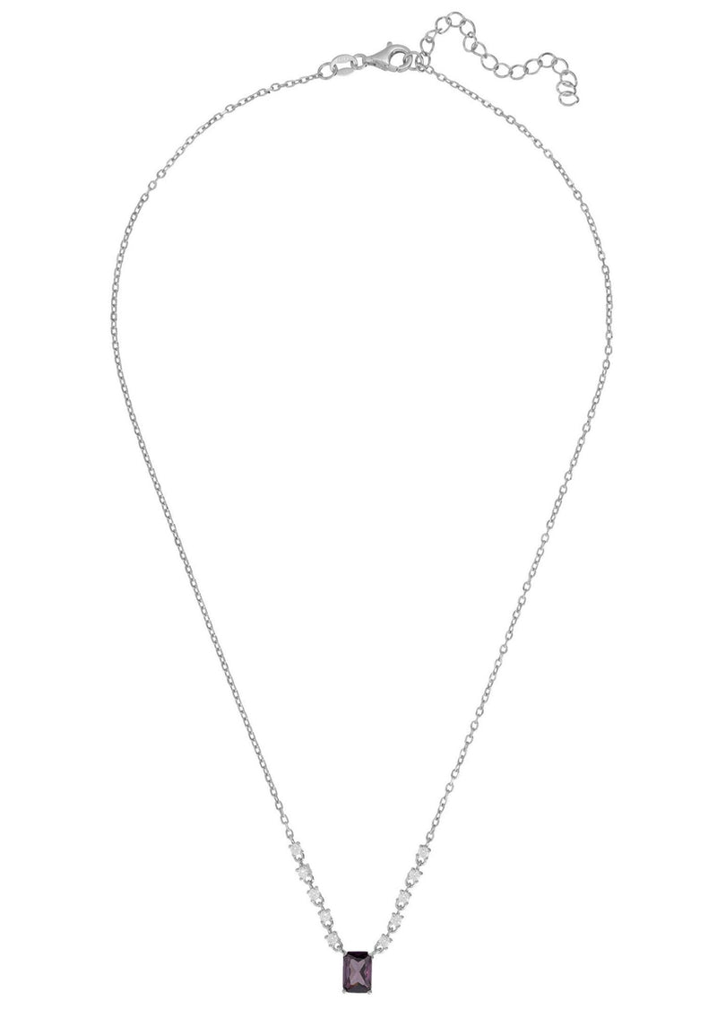 Claudia Gemstone Pendant Necklace Silver Lilac Amethyst