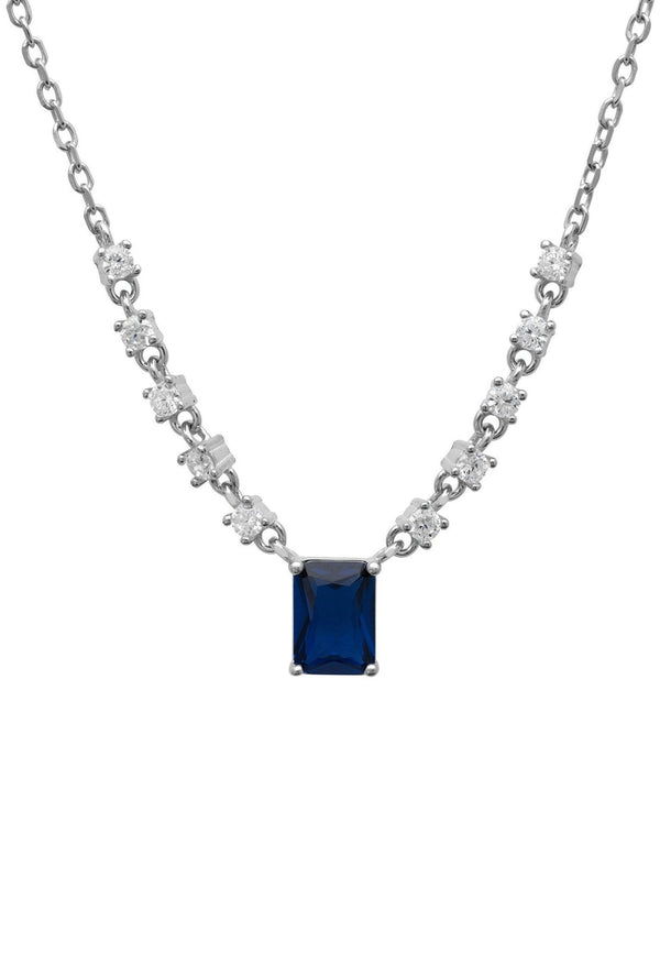 Claudia Gemstone Pendant Necklace Silver Sapphire
