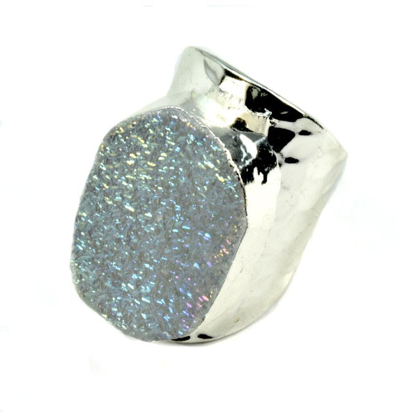 Amy Druzy Statement Ring in Silver-White