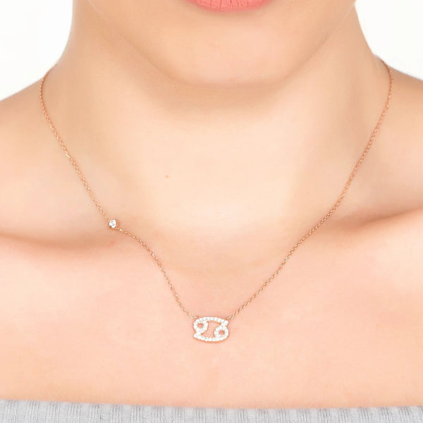 Zodiac Star Sign Pendant Necklace Silver Cancer