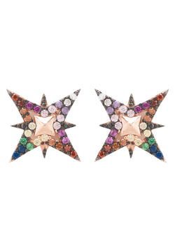 North Star Rainbow Stud Earrings Rosegold