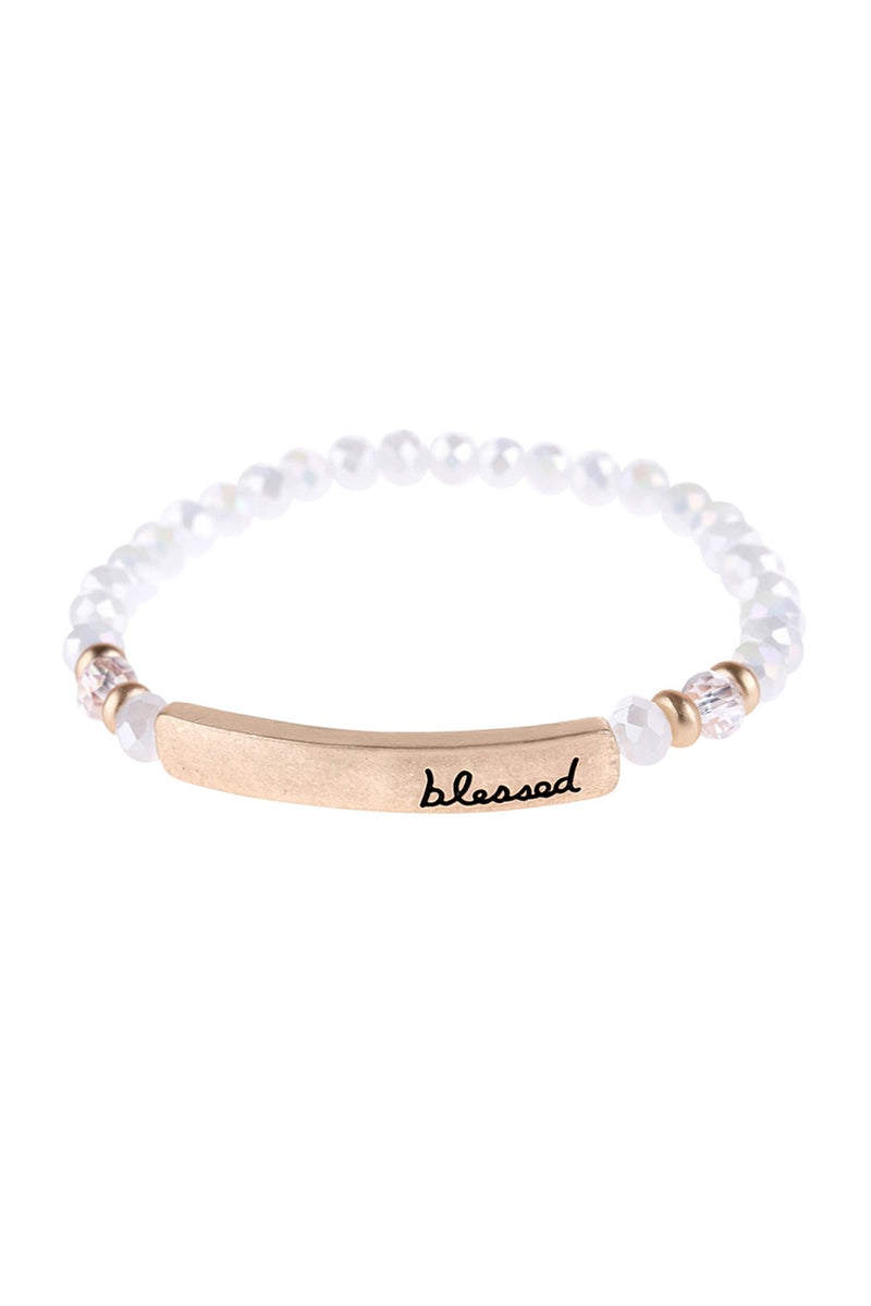 Hdb3007 - "Blessed" Rondelle Beads Stretchable Bracelet