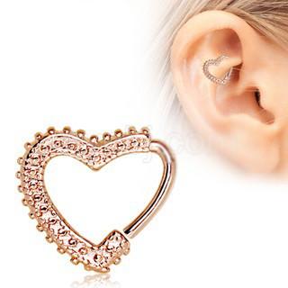 Rose Gold Annealed Ornamental Heart Cartilage Earring