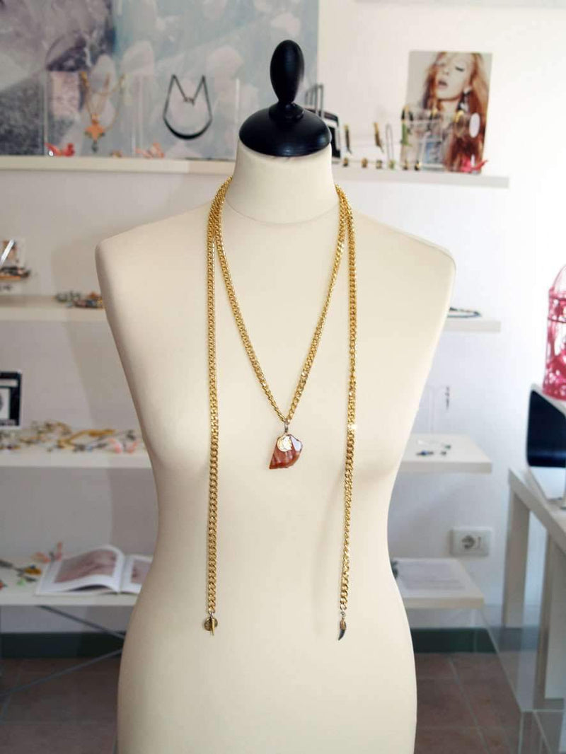 Gold Necklace With Agate Stone