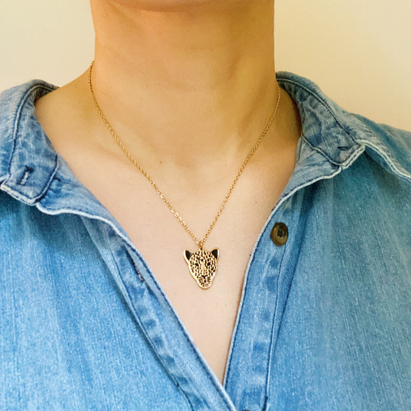 Golden Leopard Pendant Necklace