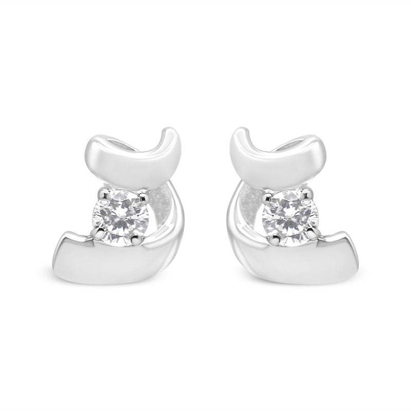 .925 Sterling Silver Round Cut Diamond Fashion Earrings (0.10 Cttw, I-J Color, I2-I3 Clarity)