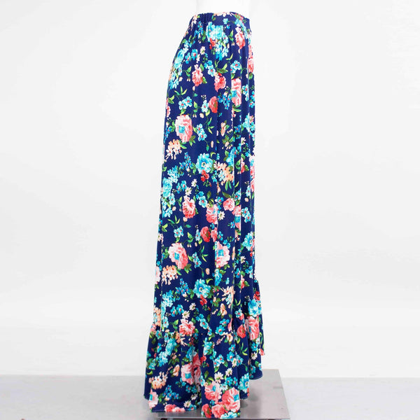 Flared Bottom Flower Maxi Skirt