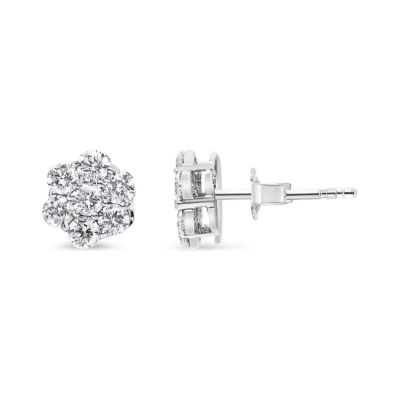 14KT White Gold 1 Cttw Diamond Composite Stud Earrings (I-J, SI2-I1)