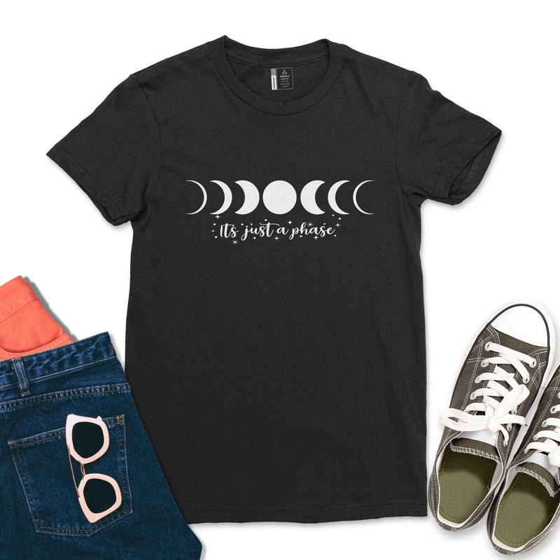 It's Just a Phase Shirt Unisex Novelty Astrology Moon T-Shirt Lunar Cycle Tshirt Plus Size Galaxy Space Astronomy Tee