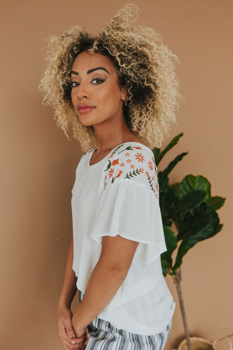 Spring in Your Step Embroidered Top