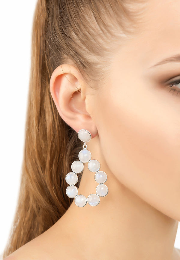 Hatun Gemstone Statement Earrings Silver Moonstone
